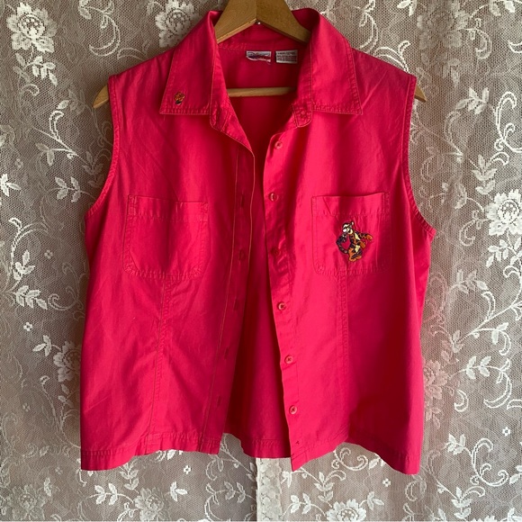 Vintage Y2k Disney Hot Pink Tigger Vest/Sleevless Top with Buttons - Picture 1 of 6